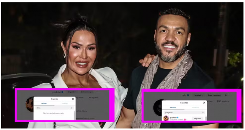 Belo ainda segue Gracyanne Barbosa, mesmo após unfollow da ex-mulher